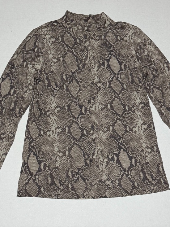 Reitmans Tops - Reitmans Brown and Black Snake-Print Mock Neck Top